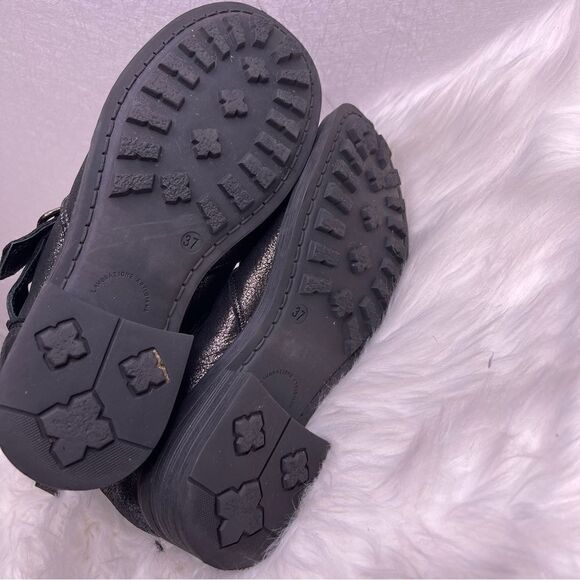 Barneys New York Fur Lined Metallic Moto Boot Black 37 - Picture 5 of 7